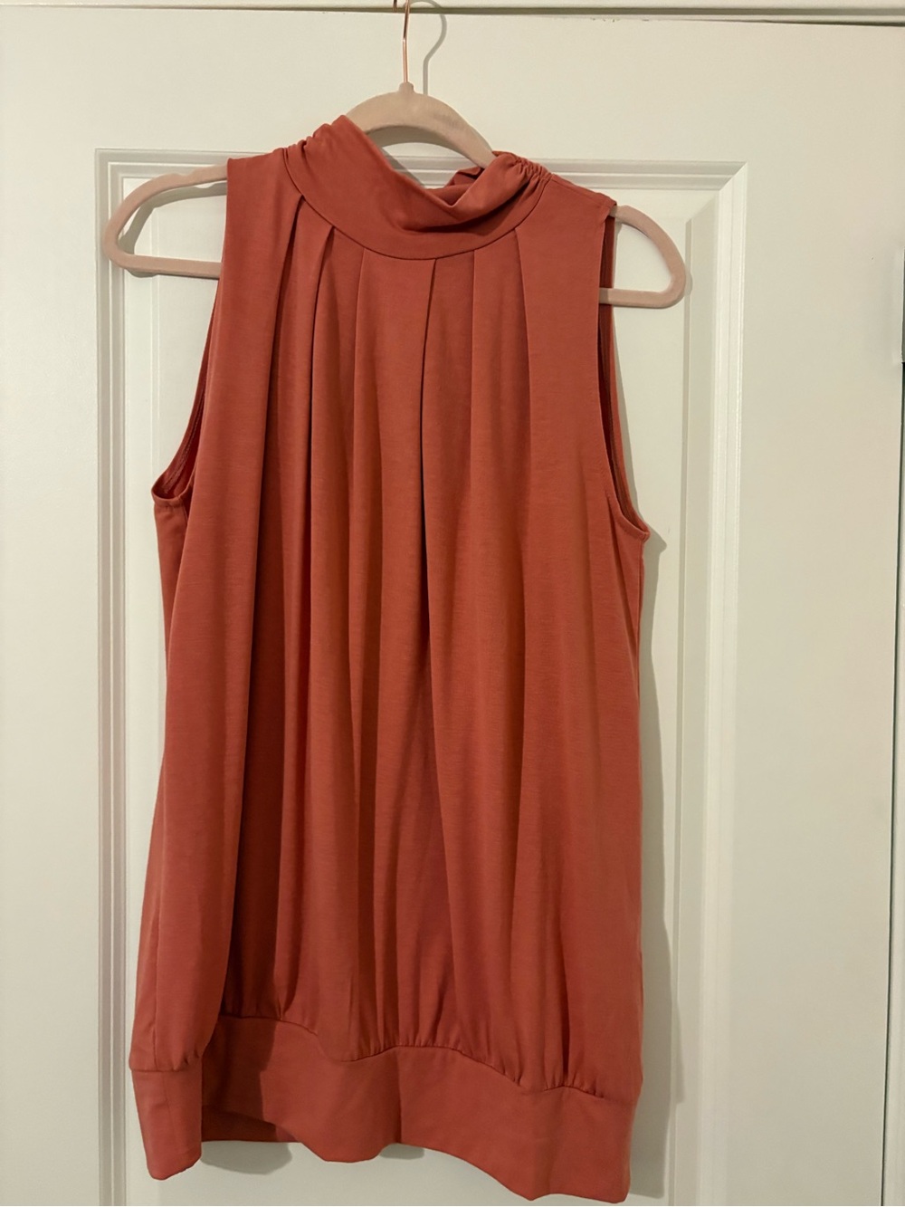 Sleeveless Mock Neck Tank Top in Rust